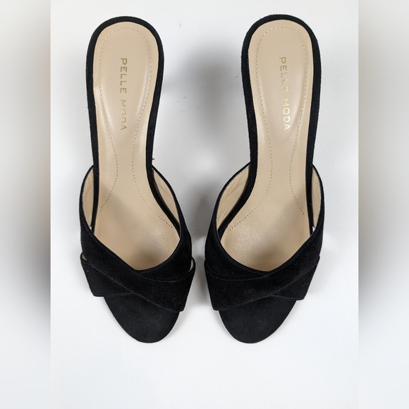 Pelle Moda Shoes - NWOT Pelle Moda Bea Slide Black Suede Heel Sandal Women's 8.5